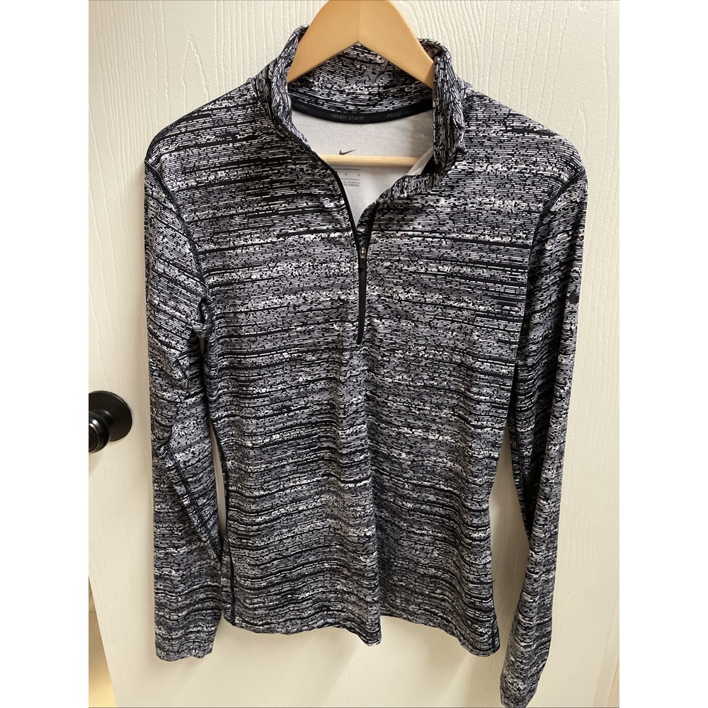 Nike Dri-fit Black And White Quarter Zip Woman's Large
